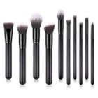 Set Of 10 : Makeup Brush T-10-173 - 10 Pcs - Wooden Handle - Black - One Size