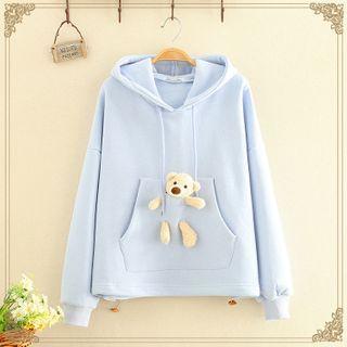 Bear Applique Pocket-detail Hoodie