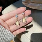 Rhinestone Cat Eye Stone Drop Earring 1 Pair - Gold - One Size