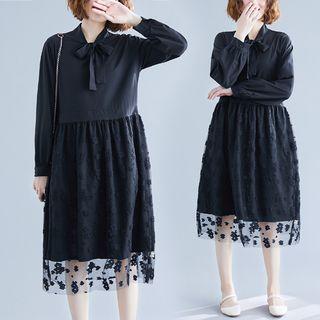 Long-sleeve Lace Paneled Dress