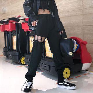 Cutout Cargo Pants Black - One Size