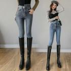Asymmetric High-waist Slim Fit Jeans
