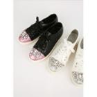 Rhinestone Croc-grain Sneakers