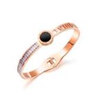 Elegant And Stylish Plated Rose Gold Roman Numerals Geometric Round 316l Stainless Steel Bangle With Cubic Zirconia Rose Gold - One Size