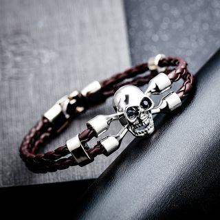 Skull Woven Faux Leather Bracelet