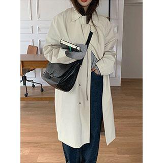 Drop-shoulder Zip-up Trench Coat One Size