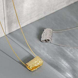Textured Pendant Sterling Silver Necklace