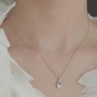 Rhinestone Drop Pendant Necklace Necklace - Drop - Silver - One Size