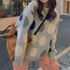 Color Block Dotted Sweater Gray - One Size