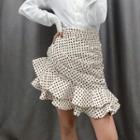 Dotted Ruffle Hem Mini Skirt