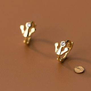 Crown Stud Earring 1 Pair - Gold - One Size
