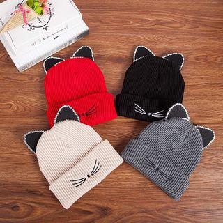 Ear-accent Embroidered Beanie