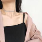 925 Sterling Silver Clover Choker L179 - Silver - One Size