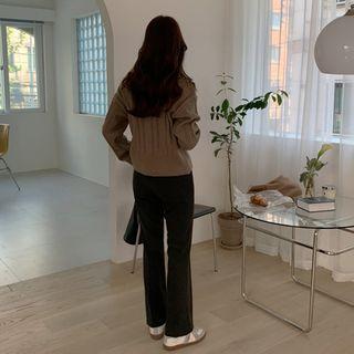 Fleece Semi Boot-cut Dress Pants