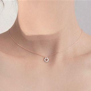 Hoop Rhinestone Pendant Sterling Silver Choker