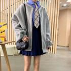 Fleece-lined Shirt / Pleated Skirt / Cardigan
