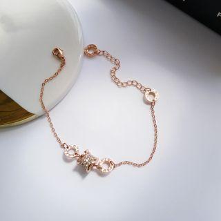 Rhinestone Bracelet 1 Piece - Gold - One Size