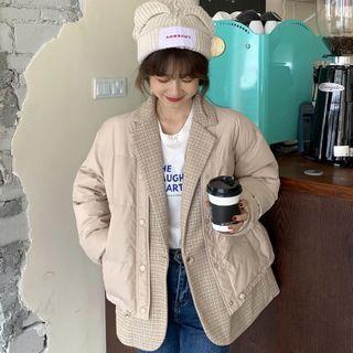 Mock Two-piece Notch Lapel Panel Padded Jacket