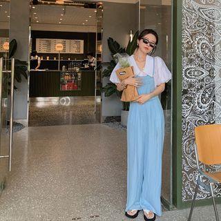 Set : Puff-sleeveless Top / Sleeveless Rompers