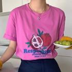 Lettering Fruit Print T-shirt