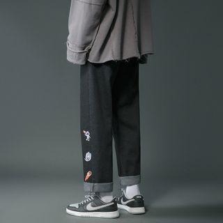 Astronaut Embroidered Straight Leg Jeans