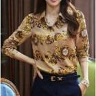 Long Sleeved Elastic Chiffon Top