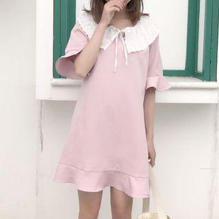 Lace Panel Short-sleeve Minidress