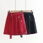 Cat Embroidered Mini A-line Skirt