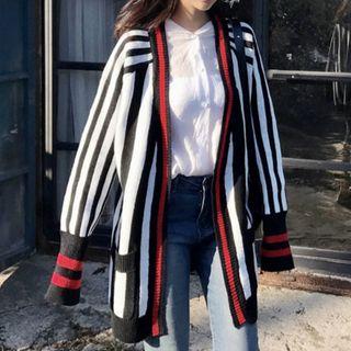 Pinstripe Knit Cardigan