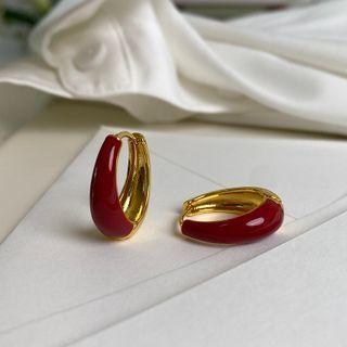 Galaxy Alloy Hoop Earring 1 Pr - Gold & Red - One Size