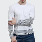 Mock Two-piece Striped Long-sleeve T-shirt