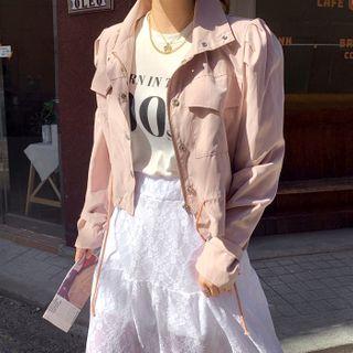 Puff-shoulder Flap-pocket Safari Jacket