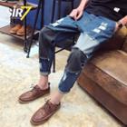 Distressed Panel Jeans