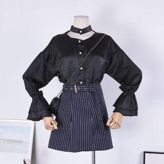 Bell-sleeve Halter Blouse