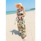Spaghetti Tie-strap Smocked Pattern Long Dress