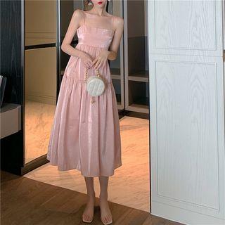 Spaghetti Strap Lace-up A-line Midi Dress
