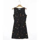 Sleeveless Fruit Print Button-up Mini A-line Dress