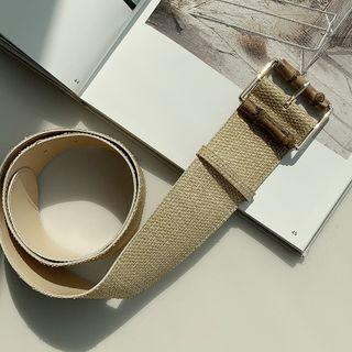 Bamboo-buckle Raffia Belt Beige - One Size