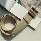 Bamboo-buckle Raffia Belt Beige - One Size