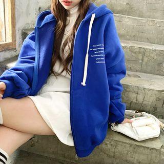 Letter Oversized Zip-up Hoodie