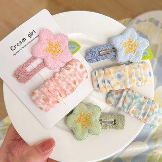 Set Of 2: Flower / Shirred Hair Clip