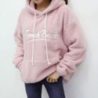 Letter-embroidered Sherpa-fleece Hoodie
