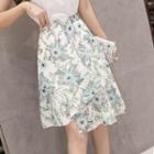 Asymmetric Floral A-line Skirt