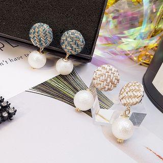 Buttoned Beaded Drop Earrings
