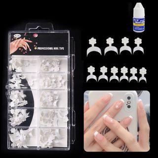 Faux Nail Tips White - One Size