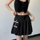 Low-rise Side-knot Pleated Miniskirt