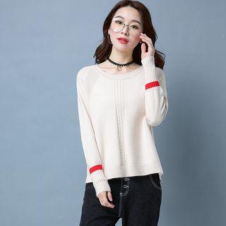 Long-sleeve Contrast-stripe Sweater