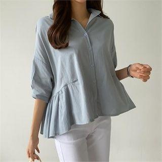 Ruffled Button-front Blouse