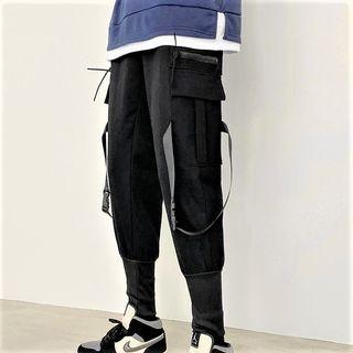 Snap Buckle Strap Cargo Jogger Pants