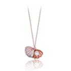 925 Sterling Silver Elegant Fashion Rose Gold Plated Pearl Pendant Necklace With Austrian Element Crystal Rose Gold - One Size